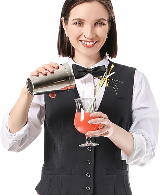 Lily's Home 6-Piece Boston Cocktail Shaker Set: Boston Shaker Cocktail Set,Mixing Glass, Mixing Spoon,Dual Sided Jigger and Stainer,for Home Mixology,Cocktail Lovers & Beginner