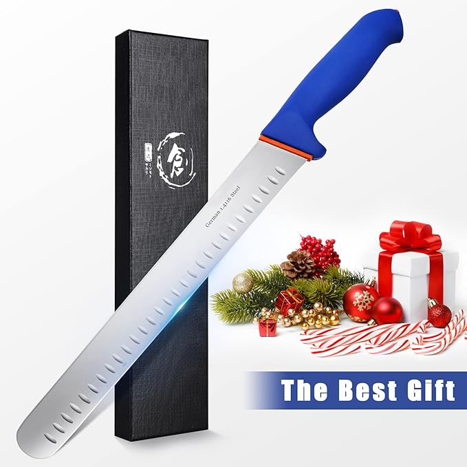 DRAGON RIOT Premium Slicing Brisket Knife 12 inch Slicer Knife for Meat Cutting - Stainless and Sharp BBQ Grill Roast Turkey Carving Knife Gift for Men&Women