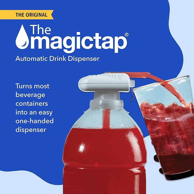 Magic Tap Automatic Drink Dispenser for Fridge, Peach (1 Pack), No Spill Milk Dispenser for Fridge, Automatic Milk Dispenser Pump for Gallon Jugs, Water & Juice, Fits Most Bottles, Batteries Required