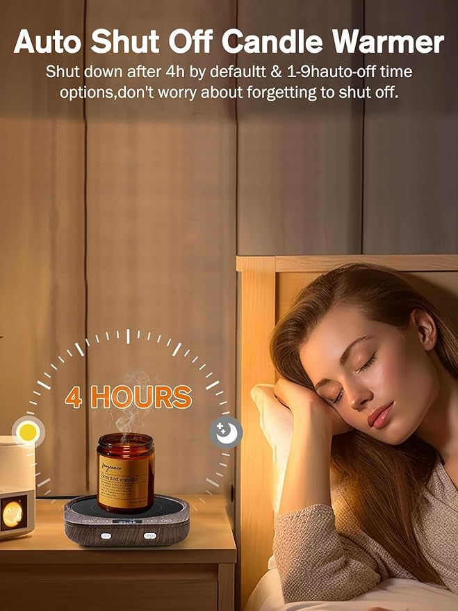 PUSEE Candle Mug Warmer Electric,Auto On/Off Gravity-Induction Coffee Mug Warmer with 9 Temp Settings,1-9 Timer Candle Melter Warmer Beverage Coffee Warmer Practical Portable Warmer for Home & Office