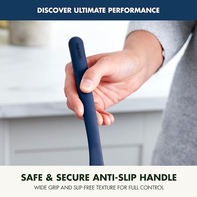 GreenPan Silicone Basting Brush, Cooking Kitchen Utensil, Sauce Marinades BBQ Grill Bake, Flexible Rubber Nonstick Cookware, Steel Core, Heat-Resistant, Anti-Slip Handle BPA-Free Dishwasher Safe, Blue