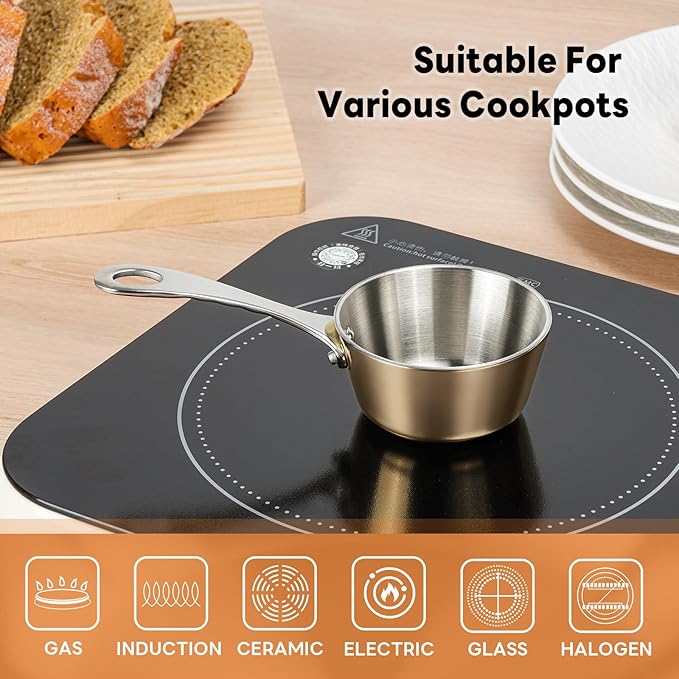 Macevia Mini Sauce Pan, 18/10 Stainless Steel Butter Warmer Small Pot Cooking with Handle, Multipurpose Use for Home Kitchen or Restaurant (5oz/150ml) - Rose Gold