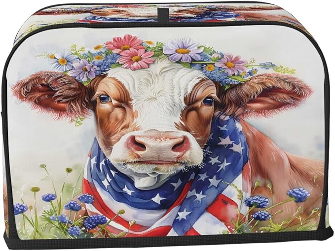 Animal Highland Cow Flower Toaster Cover 4 Slice Dust and Fingerprint Protection Toaster Bread Maker Covers Washable Kitchen Small Appliance Covers for Kitchen Accessories Decor Bakeware Women Gift