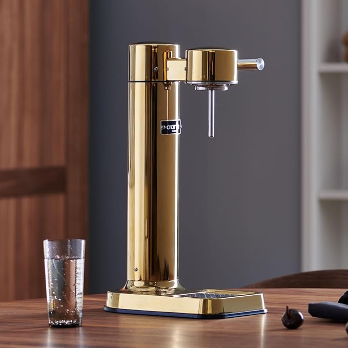 Aarke Carbonator lll with CO2 Cylinder, Sparkling & Carbonation Water Machine, Stainless Steel with PET BPA-Free Reusable Bottle Volume 1L/34 fl oz (Gold)