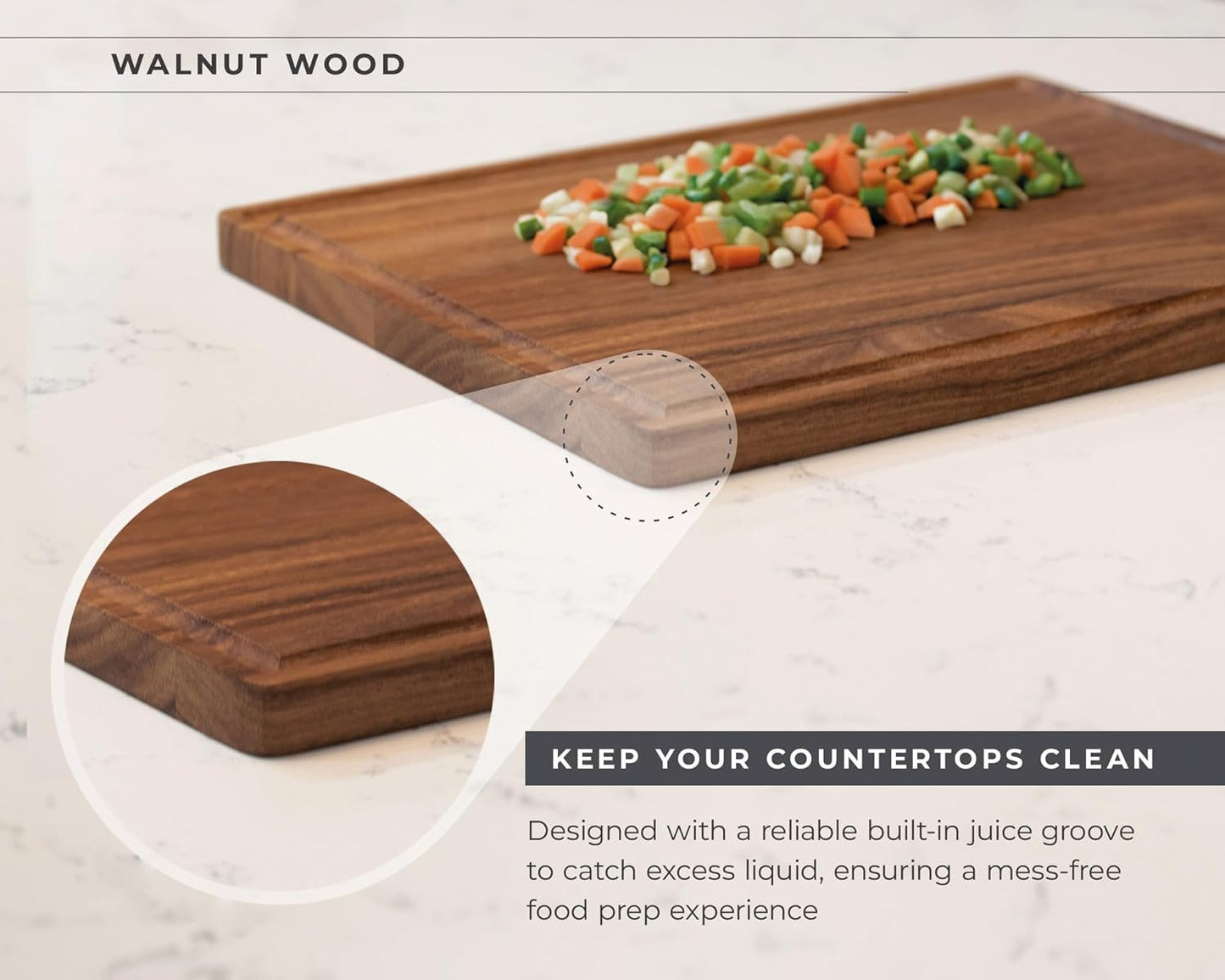 Premium Walnut Wood Cutting Board – Large End Grain Butcher Block – Reversible Chopping Board with Juice Groove – For Meat, Cheese, Veggies, Charcuterie – Knife Friendly Kitchen Essential