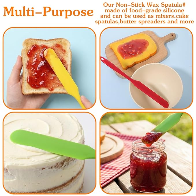 35pcs Jar Spatula,Silicone Jar Scraper with Long Handle,Jam Spreader Cake Cream Butter Spatulas, Silicone Spatula Waxing Applicator for Home Salon Body Use