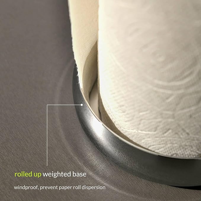simpletome Paper Towel Holder Countertop Keep It Rolled Up Weighted Base (Chrome)
