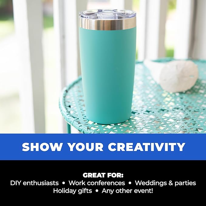 6 Ct of 20 Oz Two-Tone Himalayan Stainless Steel Tumbler with Lid – Navy Blue – Customizable Insulated Cups for Water, Coffee, Hot & Iced Drinks – Great for DIY, Events, Work