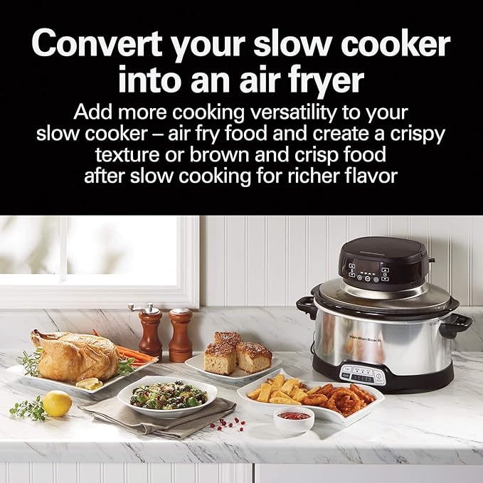 Hamilton Beach 6 Quart Programmable Slow Cooker and Air Fryer Lid Bundle