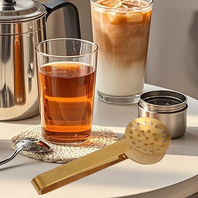 Tea Bag Squeezer Tongs, Stainless Steel Teabag Strainer Dispenser Gripper Picker Accessories for Tea Drinkers Gifts(Gold)