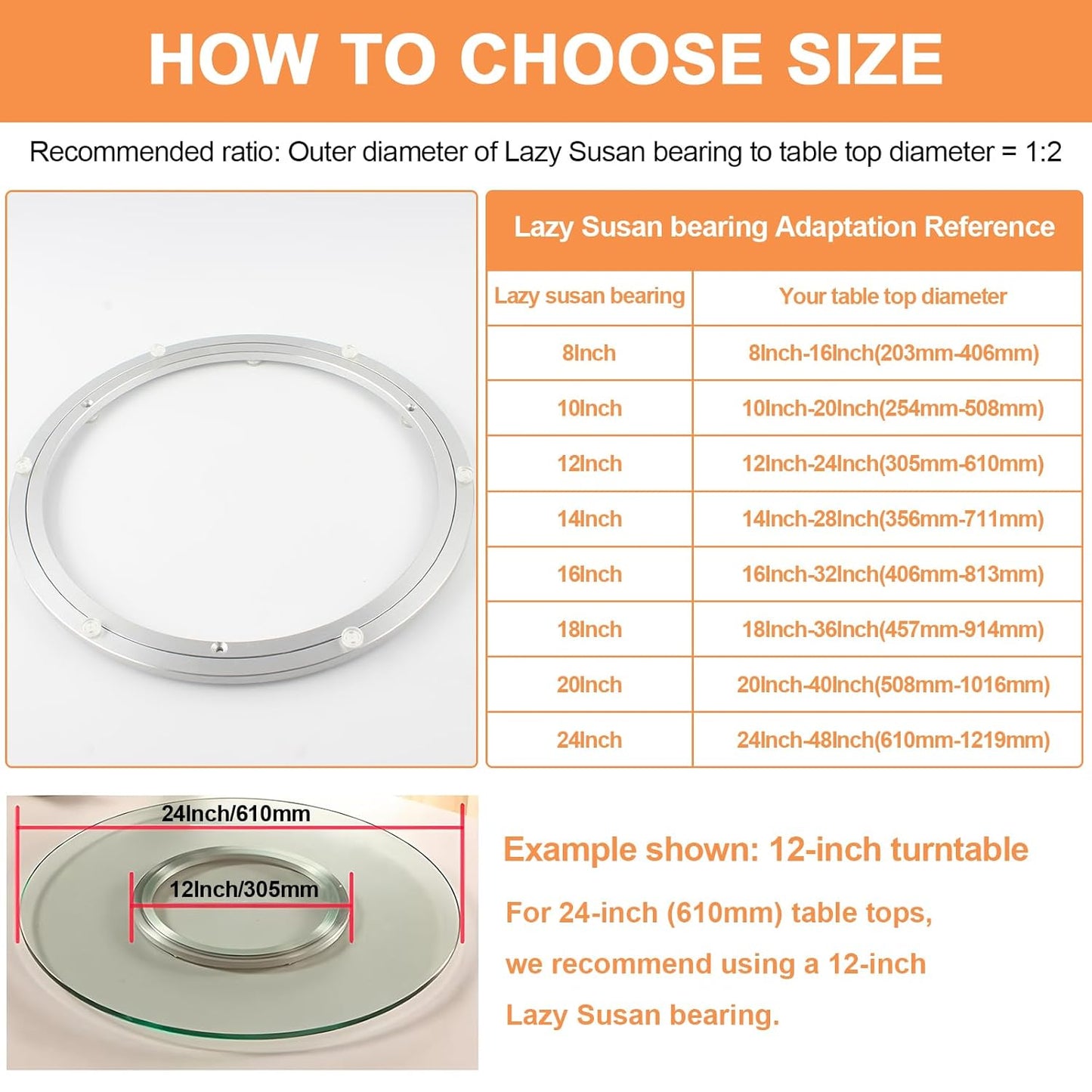 TamBee 16 Inch Lazy Susan Hardware Heavy Duty Metal Rotating Hardware Large Turntable Bearing Ring Lazy Susan Bearing Lazy Susan Parts Lazy Susan Mechanism Lazy Susan Kit Lazy Susan Base Only