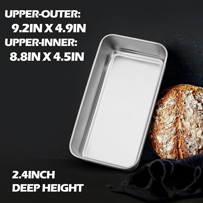 Leonyo 16 Pack Loaf Pans for Baking Bread, 9x5IN Stainless Steel Loaf Pans Set for Homemade Bread, Meatloaf, Bananas, Brownies, Lasagnas, Dishwasher Oven Safe