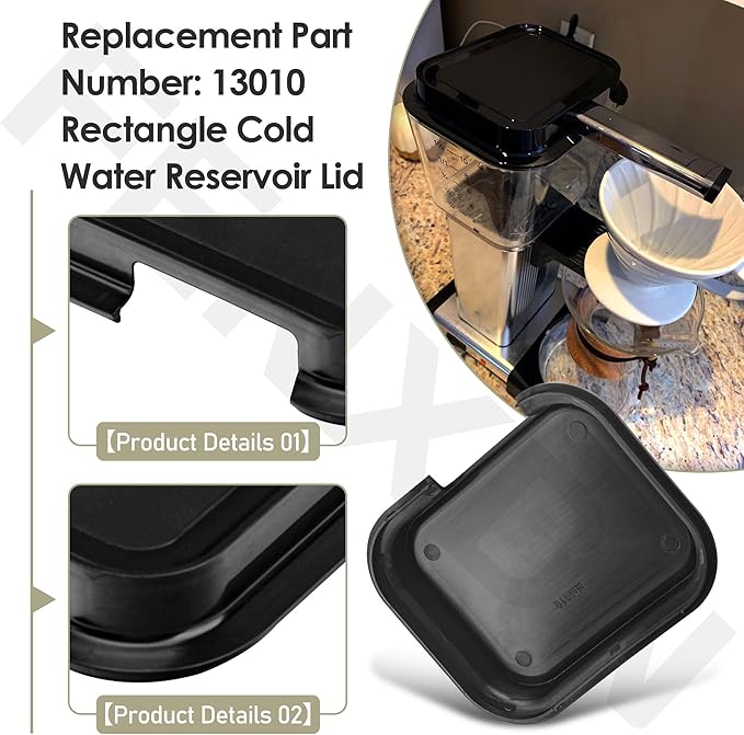 Reservoir Water Tank Lid Accessories Compatible with Technivorm Moccamaster 13010 Coffee Maker K, KB, KBS, KBG, KBT, KBGT, KBTS Model - Black
