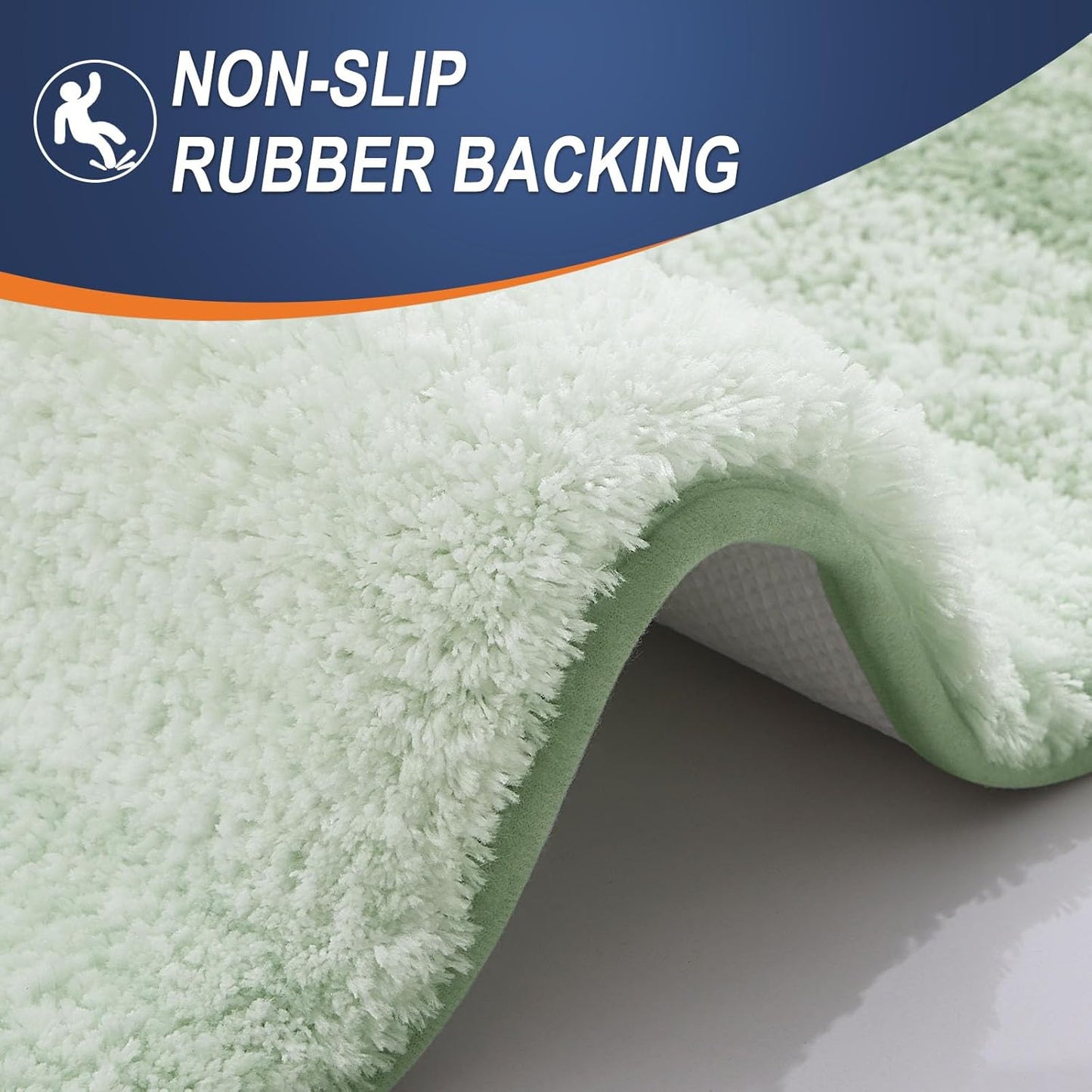 OLANLY Luxury Toilet Rugs U-Shaped 24x20, Extra Soft and Absorbent Microfiber Bathroom Rugs, Non-Slip Plush Shaggy Bath Mat, Machine Wash Dry, Contour Bathroom Mats for Toilet Base, Sage Green