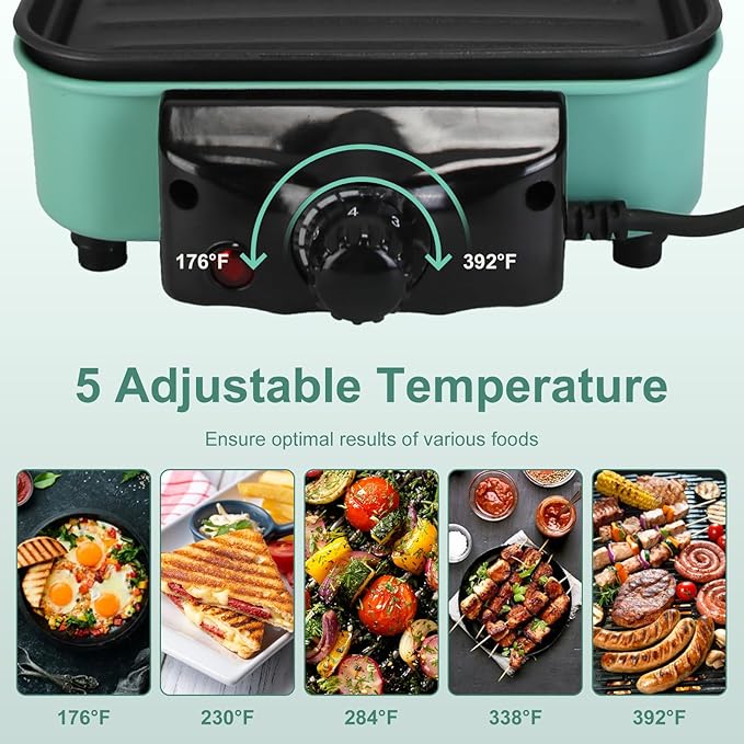 1500W Electric Indoor Grill,2 in 1 Smokeless Indoor Grills,Portable Korean BBQ Raclette Table Grill for Kitchen with Net & Non-Stick Cooking Removable Plate 5 Temperature Control,Dishwasher Safe
