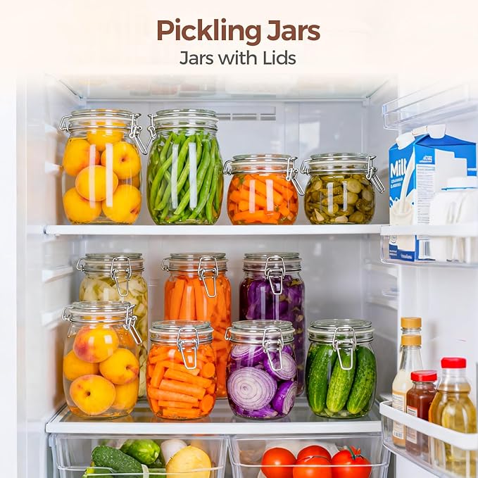 ComSaf 6-Pack 25oz Round Glass Mason Jars with Lids, Airtight Canning Jars for Preserving & Pickling, Multi-Purpose Storage Containers for Kitchen, Bathroom & Laundry, Ideal Housewarming Gift Set