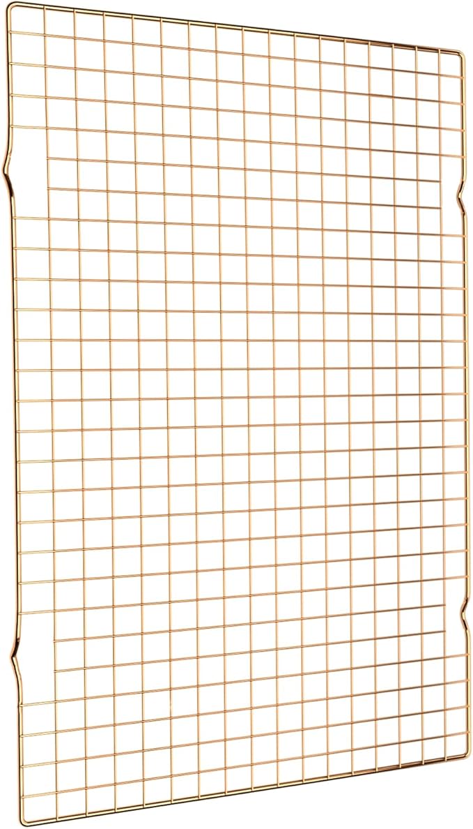 BRIOUT Cooling Rack for Baking, 16x10 Inches Baking Rack, Thick Wire Cookie Rack for Cooking, Roasting, Grilling, Drying, Oven Safe, Fits Half Sheet Pan, Gold