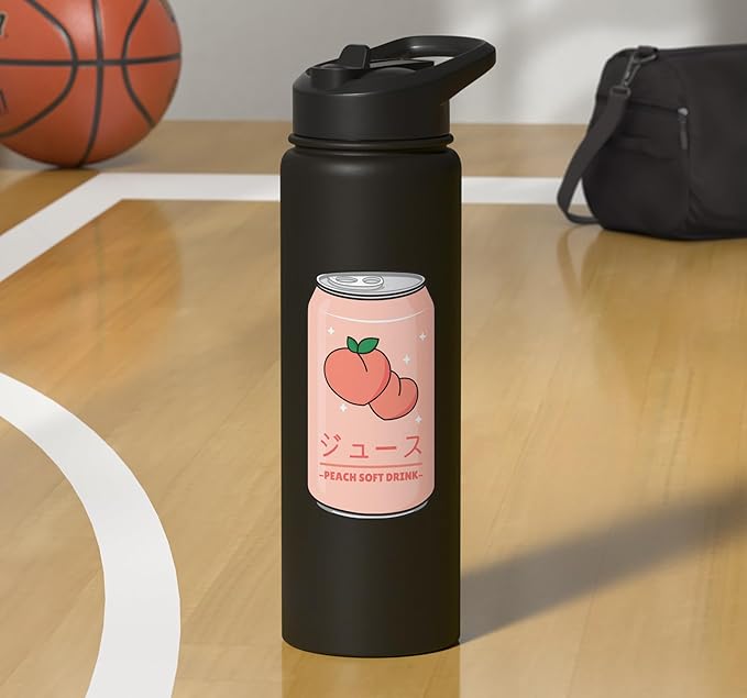 Kawaii Soft Drink Aesthetics Japanese Peach Juice Stainless Steel Insulated Water Bottle