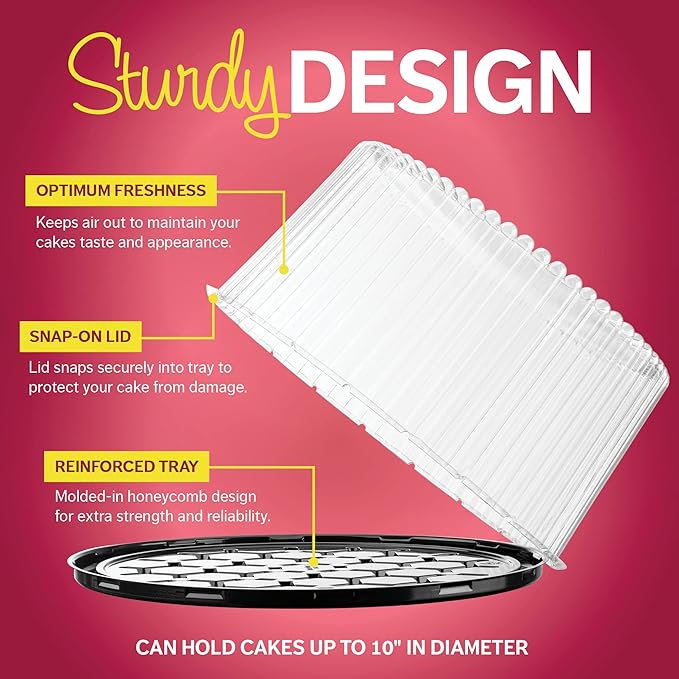 10-11" Plastic Disposable Cake Containers Carriers with Dome Lids and Cake Boards | 3 Round Cake Carriers for Transport | Clear Bundt Cake Boxes/Cover | 2-3 Layer Cake Holder Display Containers