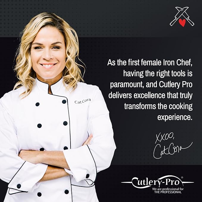 Cutlery-Pro Cat Cora Forged Granton Roast Slicer Knife, Professional 10-Inch German Steel Blade For Slicing Meat Without Sticking, Ergonomic Triple-Rivet Handle, NSF-Certified Kitchen Knife