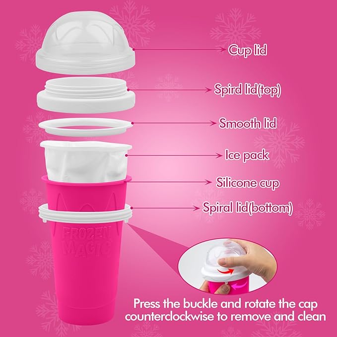 Slushie Maker Cup, DIY Magic Slushy Maker Squeeze Cups, Portable Smoothie Slushy Cup for Juices, Milk and Ice Cream Make, Double Layer Squeeze Slushy Maker Cup, Birthday Gifts for Mom Dad & Friends