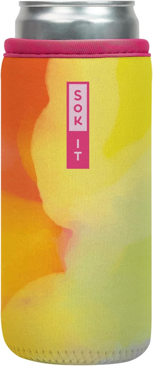 Sok It CanSok Sleeve for Beer & Soda Insulated Neoprene Cover (Color Burst, 12oz Slim Can Sleeve)