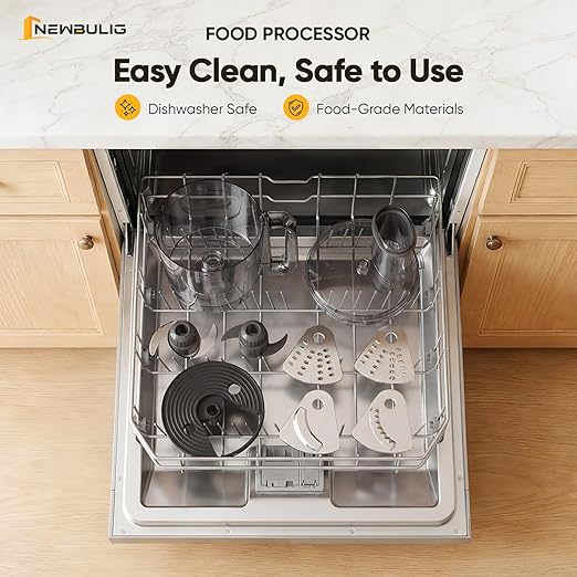 NEWBULIG Food Processor 10.5 Cup, Vegetable Choppers with Slicing Shredding Chopping Kneading, Dishwasher Safe, Food Grinder, Stainless Steel Blades, for Smoothie Fruit Dough, 2.6QT