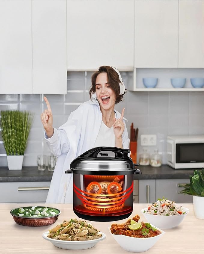 Electric Pressure Cooker, 5 Quart Stainless Steel Multi-Function Electric Cooker, Slow Cooker With 24-Hour Reservation Function, Suitable For Meat, Cake, Congee, Rice, etc., Black