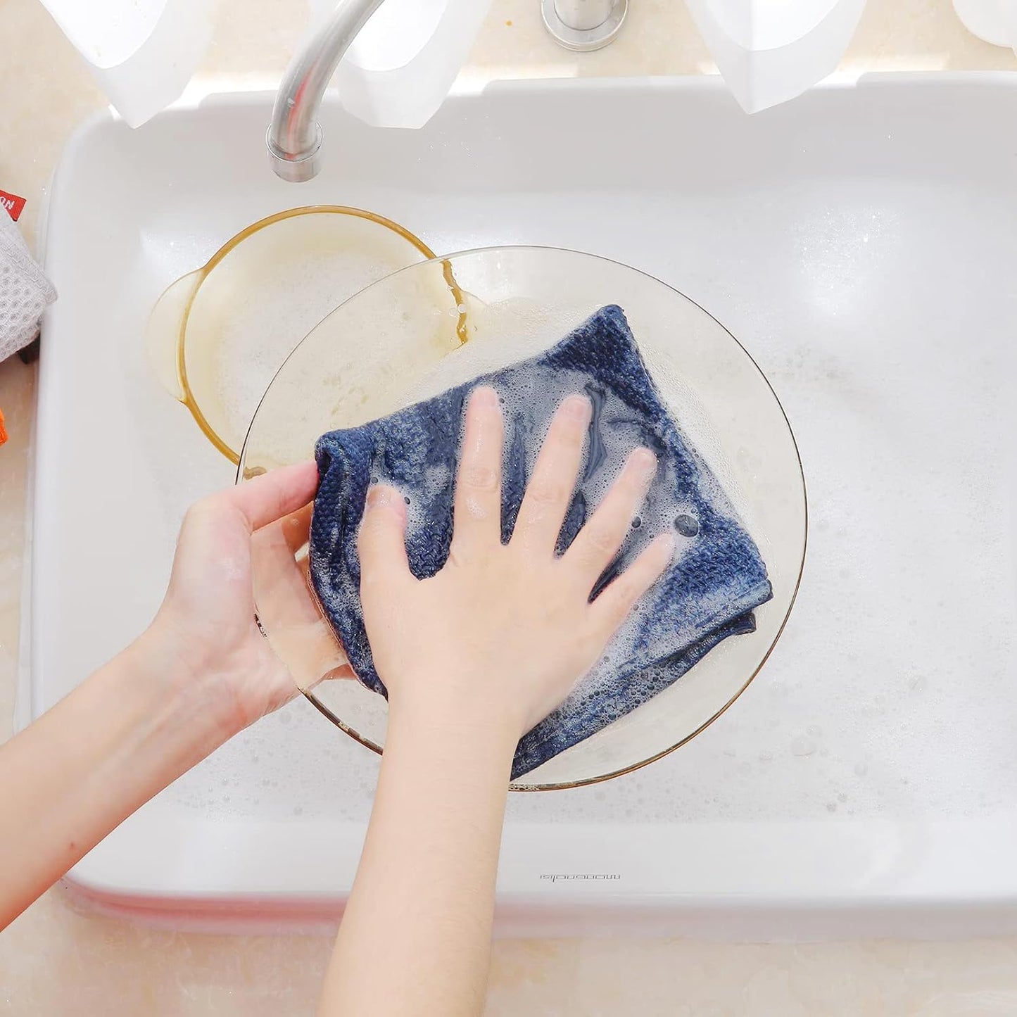 Homaxy 100% Cotton Waffle Weave Kitchen Dish Cloths, Ultra Soft Absorbent Quick Drying Dish Towels, 12 x 12 Inches, 24-Pack, Navy Blue