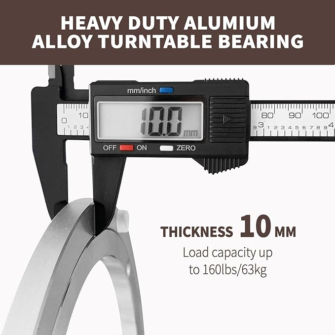 Lazy Susan Silent Non-Slip Turntable Aluminium Turntable Bearing 14 inch for Round Dining Table TV Rotating Table