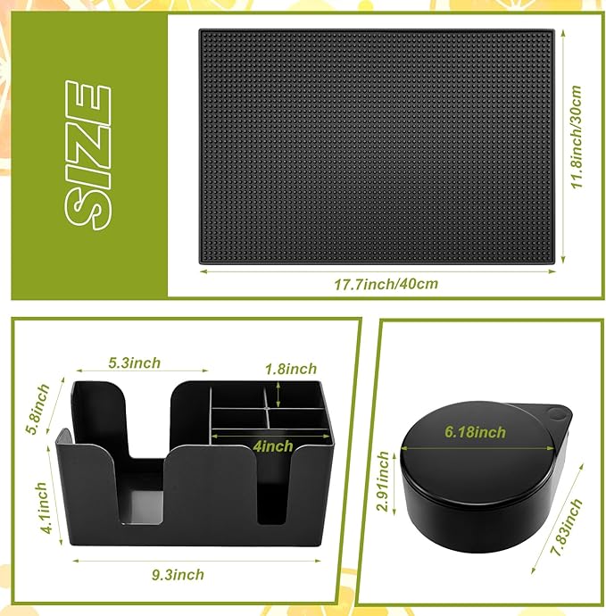 Mifoci 28 Pcs Bartender Kit, Mixologist Bartender Kit Garnish Tray with Lid Bar Caddy and 3 Tier Glass Rimmer, 17 Pcs Margarita Cocktail Shaker Set with Wooden Base for Home Bar Gift Set(PVA Plastic)