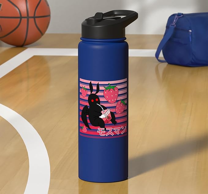 Mothman Kawaii Strawberry Milk Shake Carton Stainless Steel Insulated Water Bottle