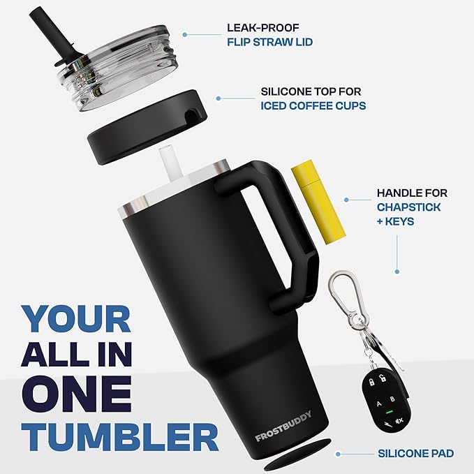Thicc Buddy - 40 oz Stainless Steel Vacuum Insulated Tumbler with Lid and Straw for Water - Travel Mug Cupholder Friendly - Gifts for Women Men Him Her (Margarita)