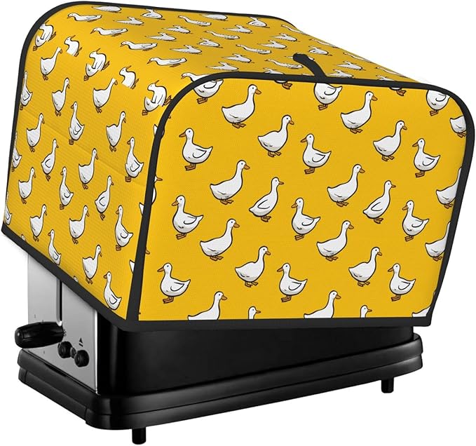 Toaster Cover 4 Slice Yellow Duck Pattern Kitchen Small Appliance Covers with Pockets Dust and Fingerprint Protection