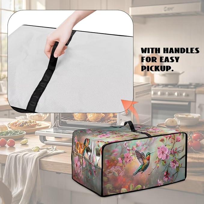 Air Fryer Toaster Oven Dust Cover Protective Microwave Oven Cover Small Appliance Protector Decorations Kitchen Accessories, S, Hummingbird Pink Flower