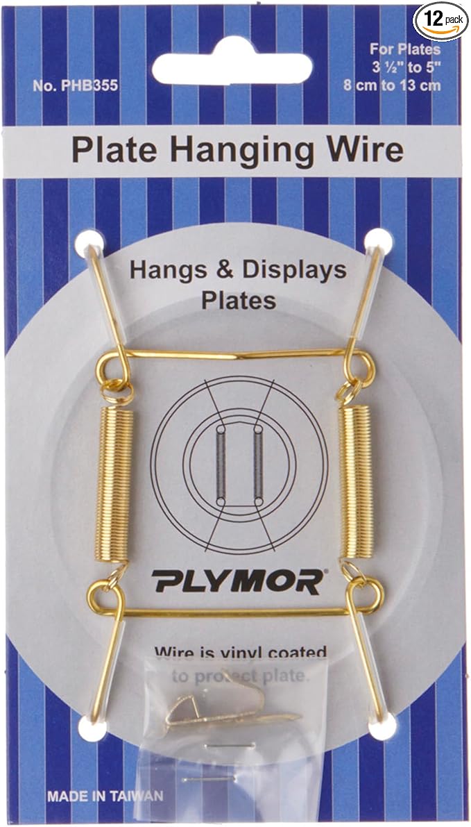 Plymor Shiny Gold Finish Wall Mountable Plate Hanger, 3.125" H x 1.75" W x 0.5" D (for Plates 3.5" - 5"), Pack of 12