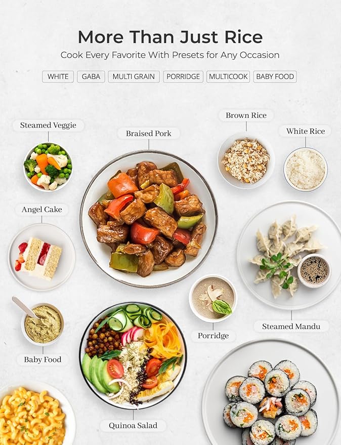 CUCKOO Micom Rice Cooker 8-Cup Uncooked / 16-Cup Cooked with Nonstick Inner Pot, Large Rice Maker with 9 Menu Options, Fuzzy Logic Technology, Auto Clean Mode, LCD Display, White (CR-0810F)