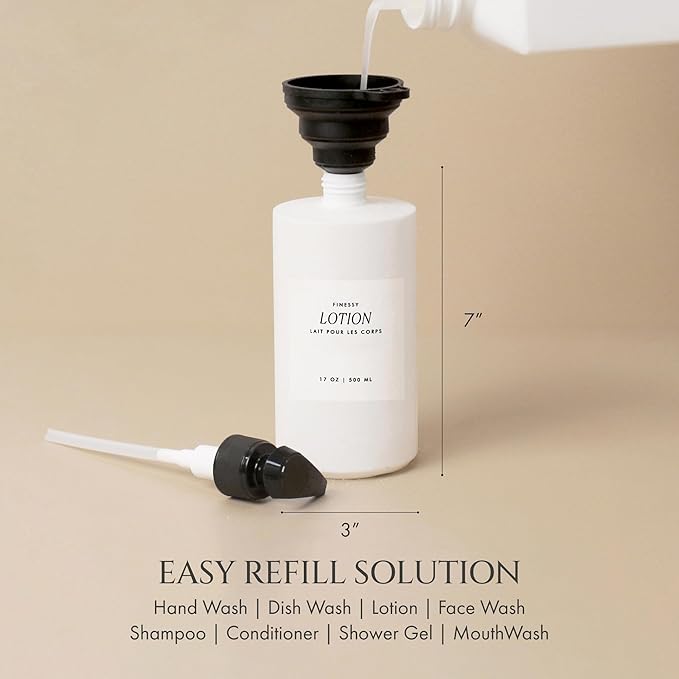 Luxe White Kitchen Soap Dispenser Set with Tray and Dish Brush, Refillable Hand and Dish Soap Dispenser Set Bottles with Pump for Lotion Handsoap Liquid Dishwashing Kitchen and Bathroom Countertop Set