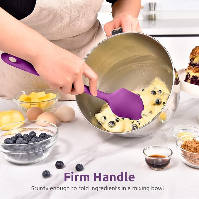 U-Taste 14in Extra Large Flexible Silicone Spatula with 600ºF Heat Resistance, and Upgraded Measuring Cups and Spoons Set of 10 with Reinforced Welded Handle (Purple)