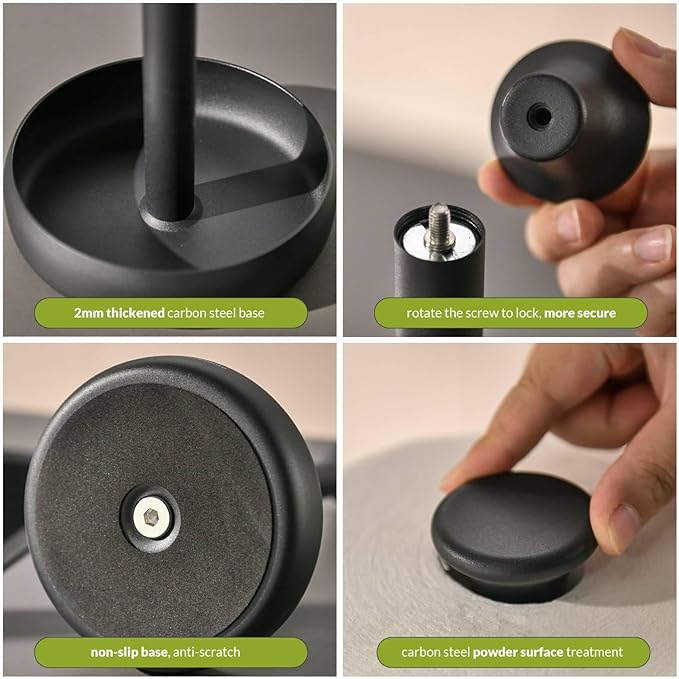 simpletome Paper Towel Holder Countertop Keep It Rolled Up Weighted Base (Matt Black)