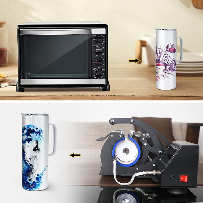 AGH 20OZ Sublimation Straight Skinny Tumbler with Handle, 30Pack Stainless Steel Tumblers with Lids and Straws,Blank Coffee Mug with Handle, Blank Insulated Travel Mugs for Coffee,Juice