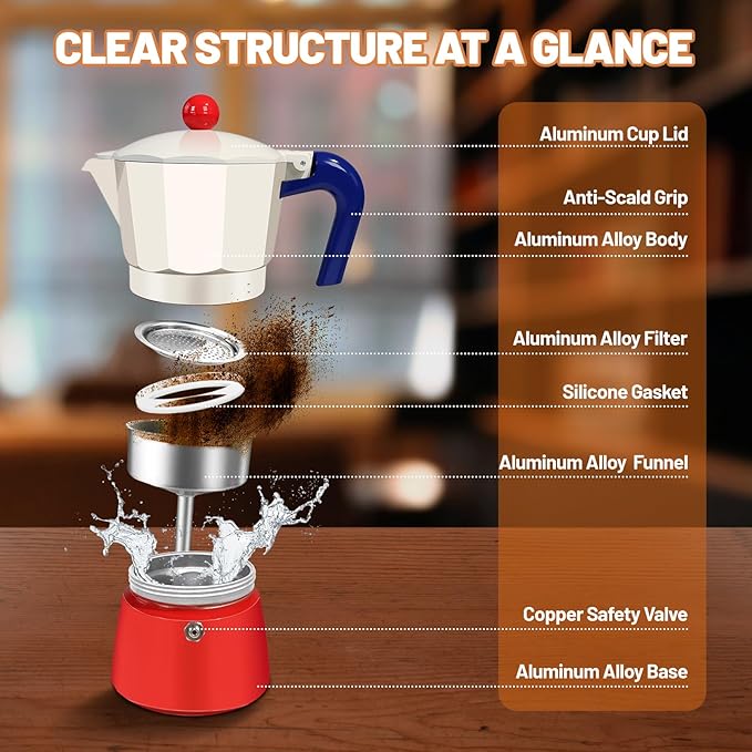 12 Cup Aluminum Espresso Stovetop Moka Pot Express Coffee Maker Percolator Italian Classic Mocha Coffee Machine for Italian and Cuban Cafe Brewing for Home & Camping 600ml 20oz