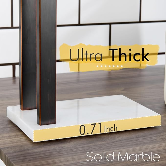 KOKOSIRI Hand Towel Bars Stand Towel Rack 2-Tier with Marble Base for Bathroom Vanity Countertop, Oil Rubbed Bronze Stainless Steel 15.7'' Height THS0007-ORB