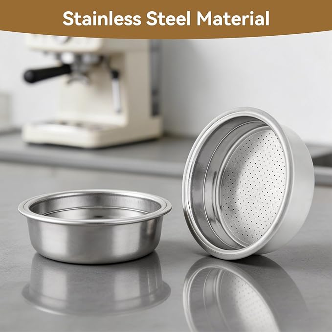 51mm Portafilter Filter Basket, Single Cup Reusable Stainless Steel Espresso Coffee Filters Basket Machine Replacement Accessories for Portafilter Coffee Machine