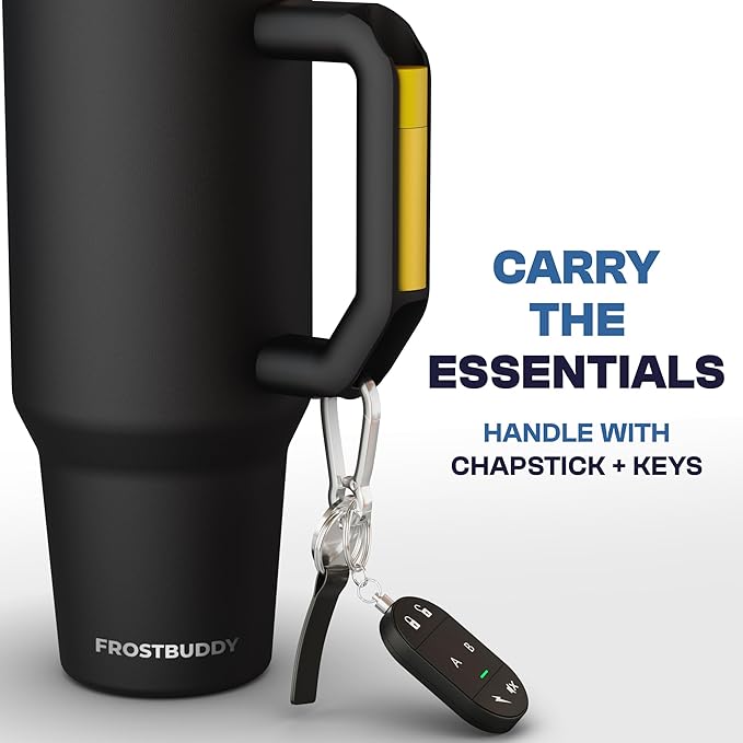 Thicc Buddy - 40 oz Stainless Steel Vacuum Insulated Tumbler with Lid and Straw for Water - Travel Mug Cupholder Friendly - Gifts for Women Men Him Her