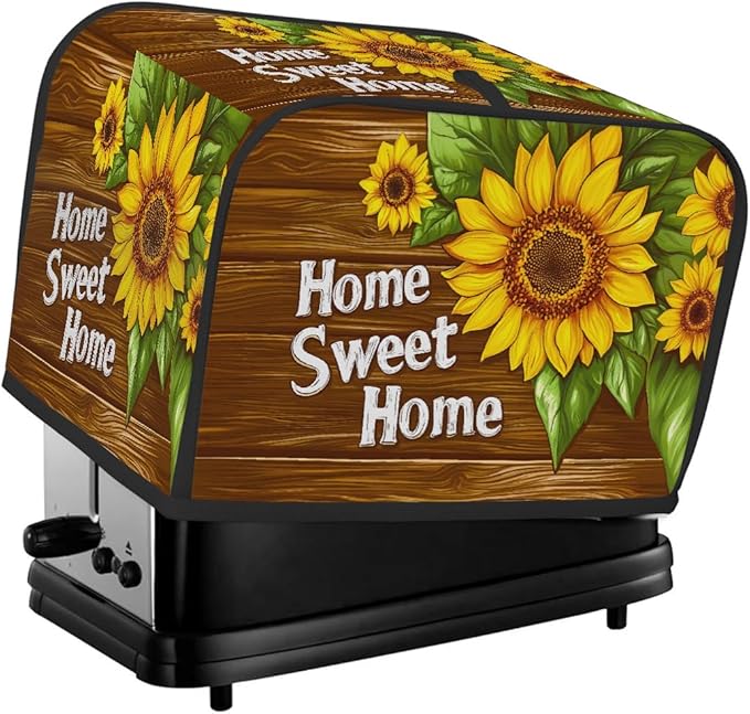 Flower Sunflower Painting Toaster Cover 4 Slice Dust and Fingerprint Protection Toaster Bread Maker Covers Washable Kitchen Small Appliance Covers for Kitchen Accessories Decor Bakeware Women Gift