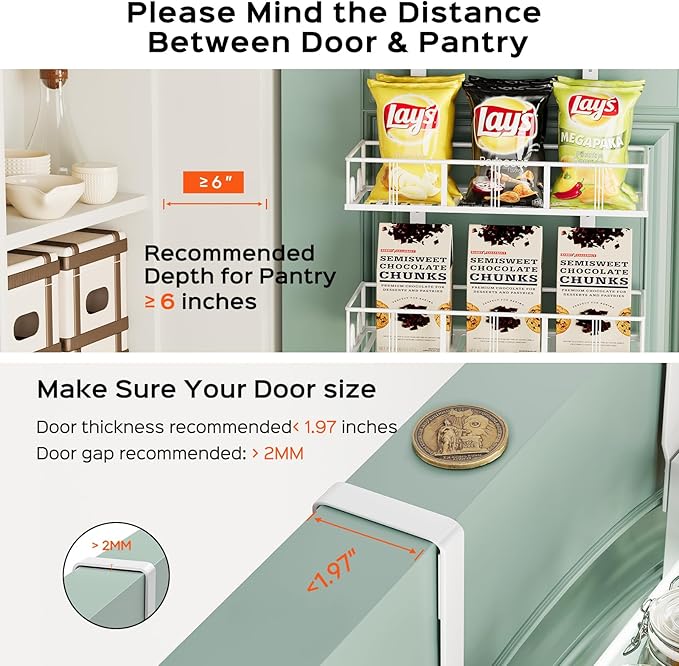 Bunoxea White 8-Tier Over The Door Pantry Organizer, Pantry Organization And Storage, Metal Hanging Spice Rack Shelves Door, Home & Kitchen Essentials, Laundry Room Bathroom Organization