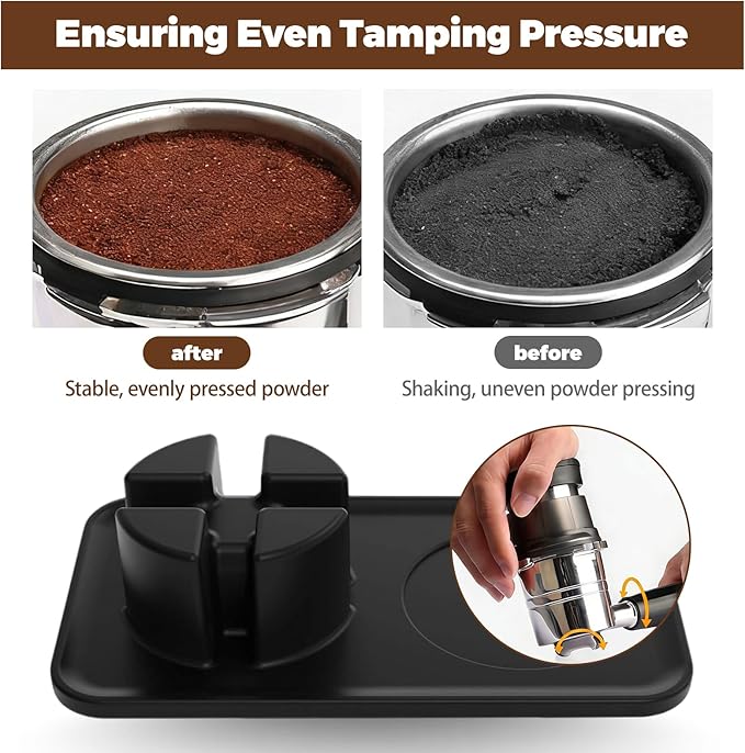 Tamping Mat Compatible with Ninja Luxe Cafe Espresso Machine ES601&ES701, Silicone Portafilter Holder & Tamping Station for Ninja Luxe Coffee, Non-Slip (Black)