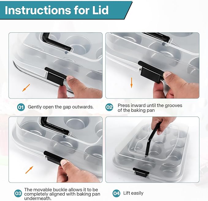 2-Pack Cupcake Pan with Lid, 12-Cup Nonstick Muffin Pan with Handle – Cupcake Carrier for Baking & Transporting, Perfect for Party, Holiday, Gathering