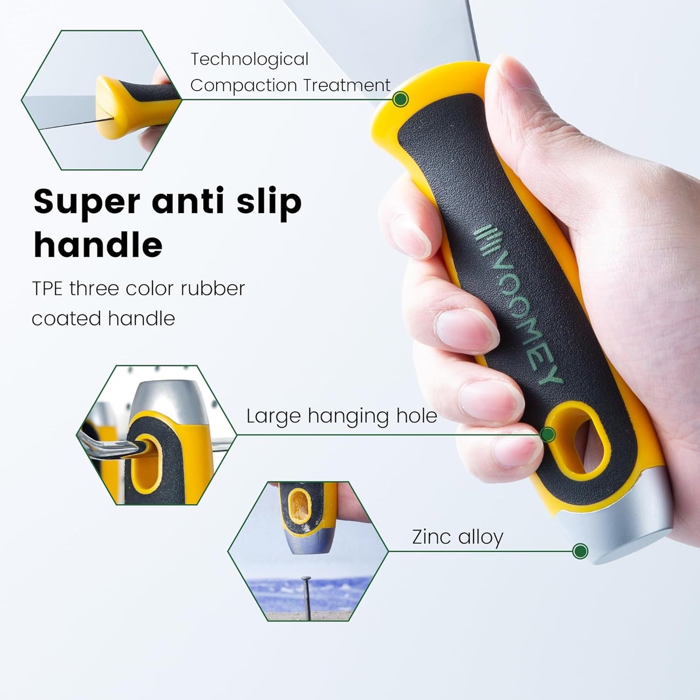 VOOMEY Putty Knife Set, 420 Stainless Steel Paint Scraper Tools,Taping Knives 6pcs, Drywall Knife Set Used for Renovating Old Walls, Applying Putty, Removing Wallpaper